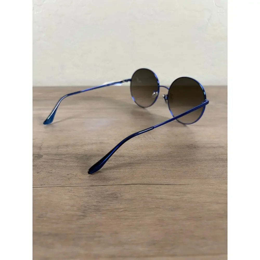 Retro Super Future Blue Frame Round Lense Sunglasses Made in Italy New with Tags
